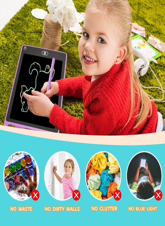 Electight 4-Pack LCD Writing Tablet for Kids 8.5 Inch, Colorful Doodle Board Drawing Pad Set, Erasable Electronic Educational Toys for Girls Boys Ages 3-8, Travel-Friendly with Lock Function & Stylus Pens - Image 4